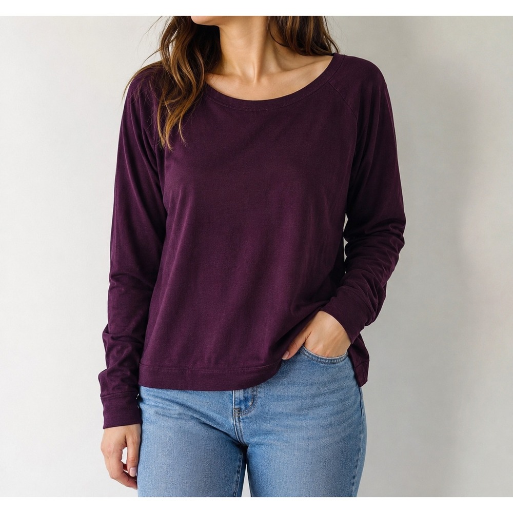 American Giant Top Women Medium Burgundy Supima Cotton MicroModal Made in USA